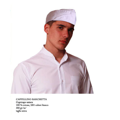 Cappellino da Lavoro Tipo Bustina Bianco, Taglia Unica, Made in Italy – COD: 0513
