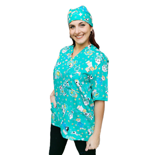 casacca da lavoro,"VERDE" camice fumetto+bandana cod: 880