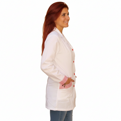 camice da lavoro donna,casacca slim bianco manica lunga Cod: 0311