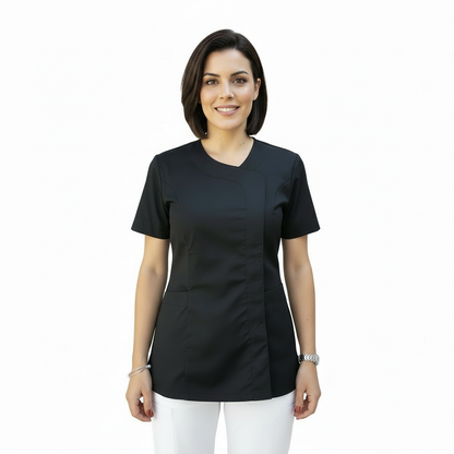 Casacca da Lavoro Donna Mod. Beauty Nera Slim Fit Maniche Corte – COD: 290724