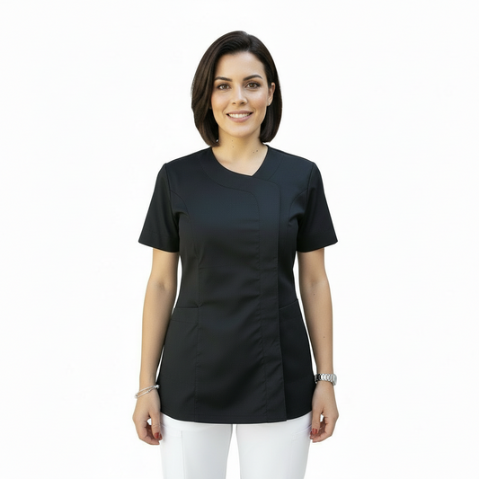 Casacca da Lavoro Donna Mod. Beauty Nera Slim Fit Maniche Corte – COD: 290724