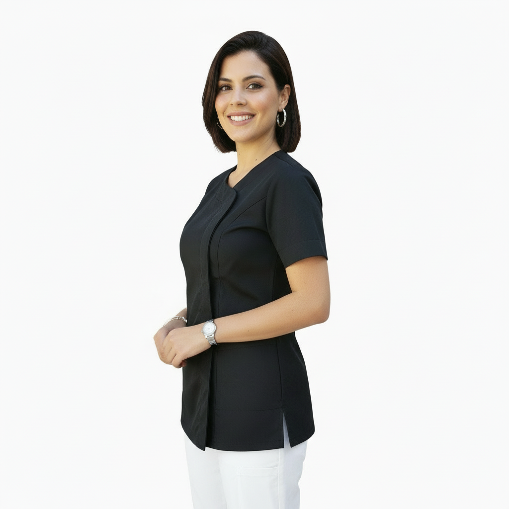 Casacca da Lavoro Donna Mod. Beauty Nera Slim Fit Maniche Corte – COD: 290724