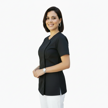 Casacca da Lavoro Donna Mod. Beauty Nera Slim Fit Maniche Corte – COD: 290724