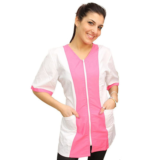 Camice da lavoro,casacca zip bicolore MM "fuchsia" Cod: 2506