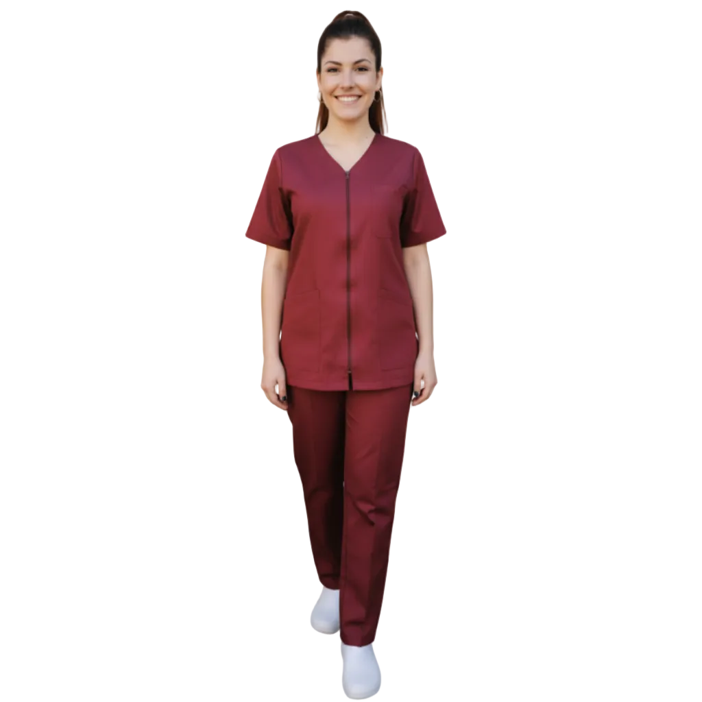 Divisa da Lavoro Donna Zip Bordeaux Mezza Manica – COD: 8361