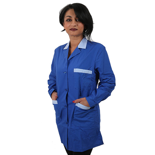 camice da lavoro,casacca donna corto ml "blu royal" con profilo cod: 6923