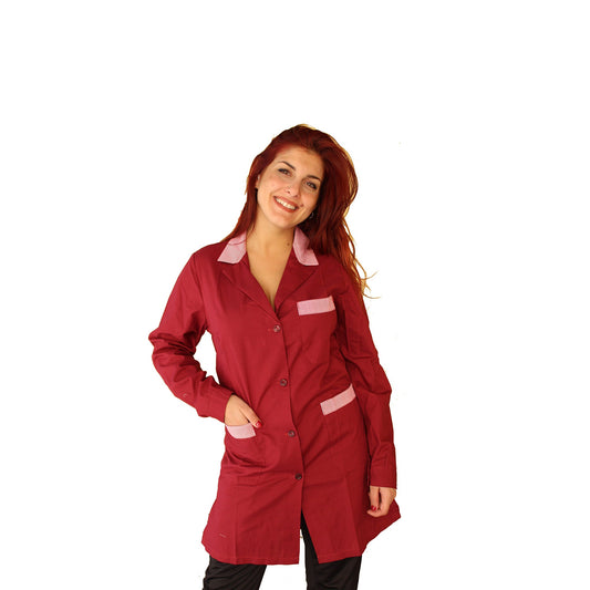 camice da lavoro donna ml "bordeaux" con profilo cod: 6916