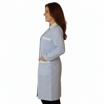 camice da lavoro donna,rigo azzurro ML cod:7647