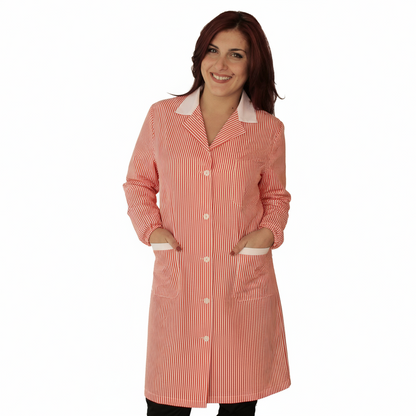 camice da lavoro donna, rigo rosso ML cod:7649