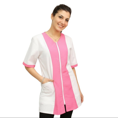 Camice da lavoro,casacca zip bicolore MM "fuchsia" Cod: 2506