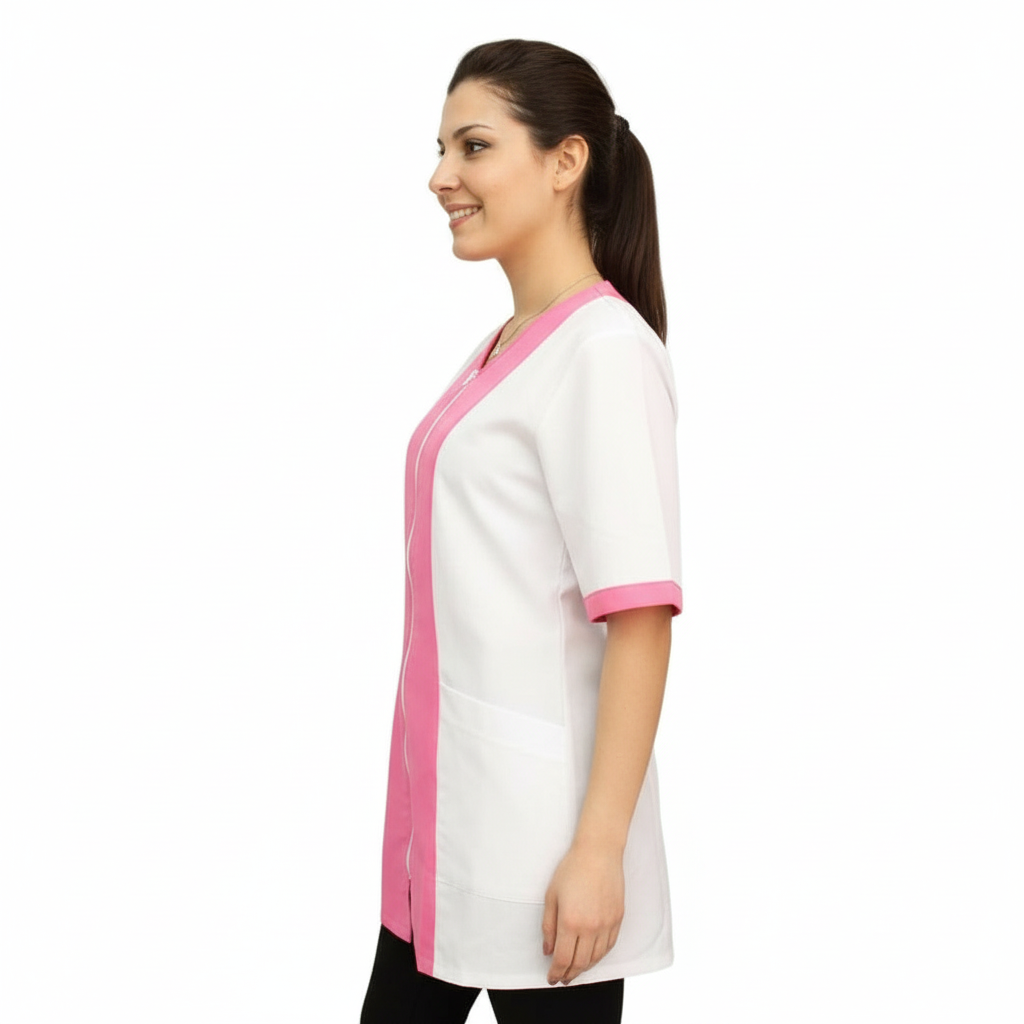 Camice da lavoro,casacca zip bicolore MM "fuchsia" Cod: 2506