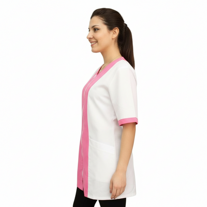 Camice da lavoro,casacca zip bicolore MM "fuchsia" Cod: 2506
