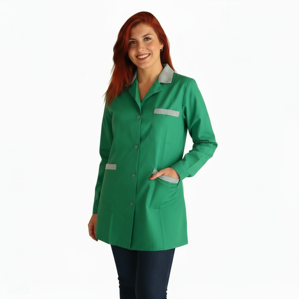 Camice da lavoro donna,casacca verde con profilo ML cod: 7722