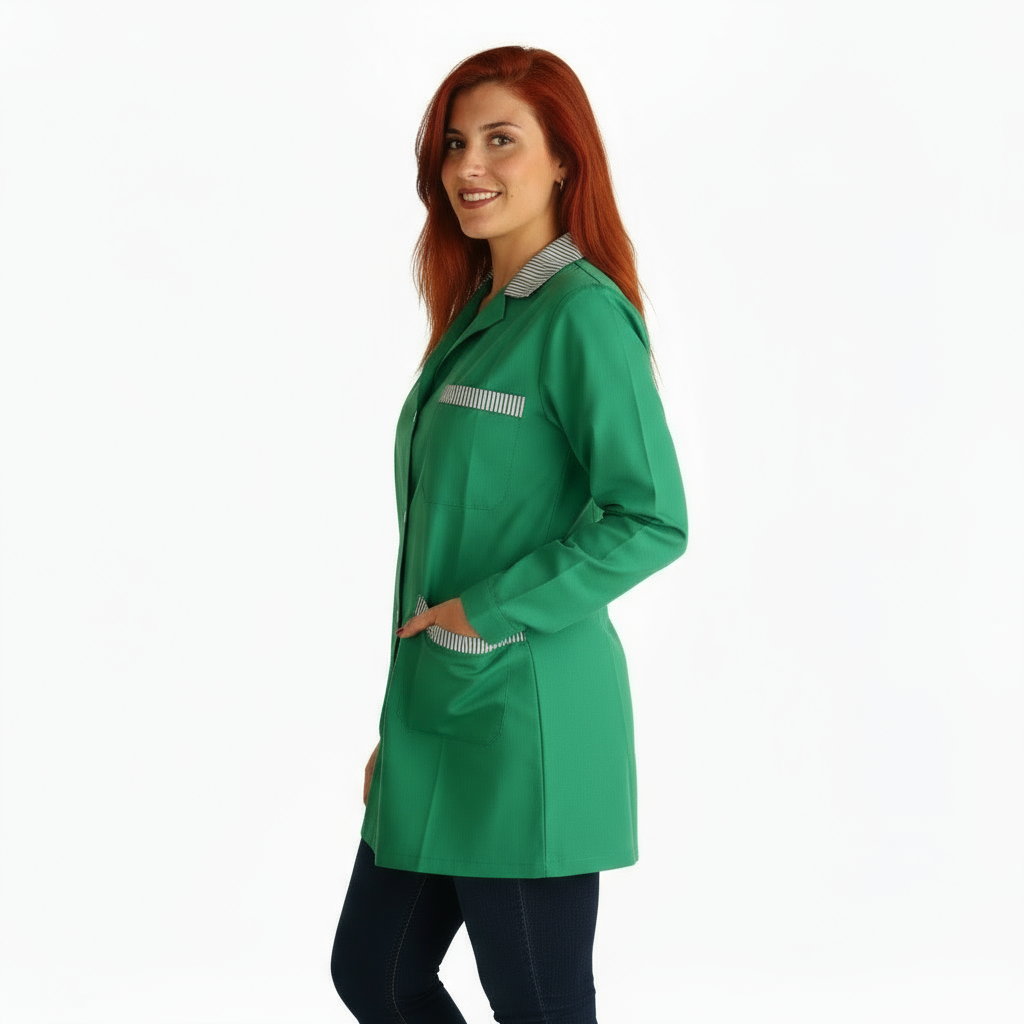 Camice da lavoro donna,casacca verde con profilo ML cod: 7722