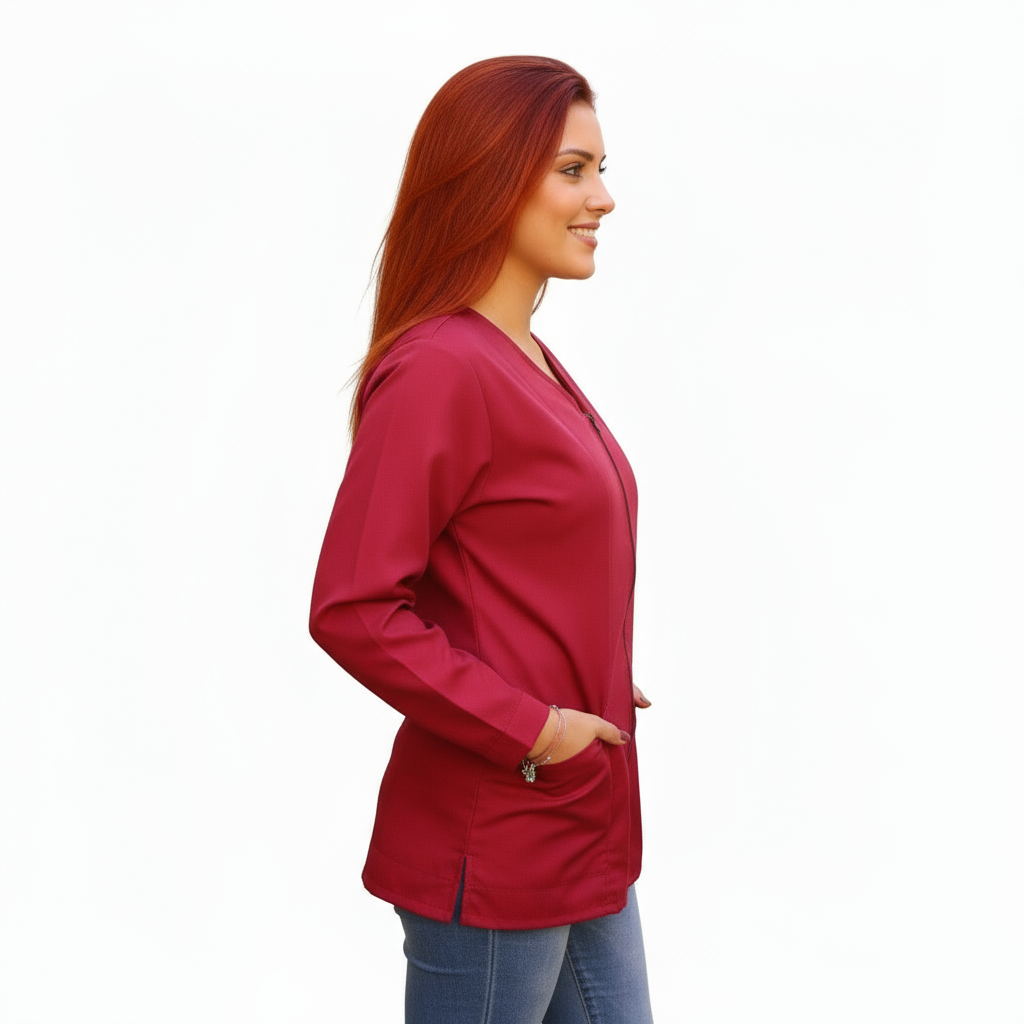 Camice da lavoro donna,casacca zip bordeaux ML cod: 0112