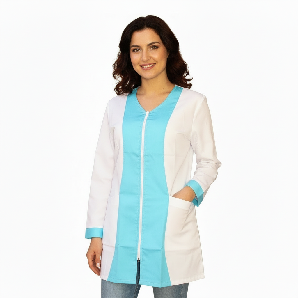 Casacca zip Manica lunga bicolore "CELESTE" Cod: 2306