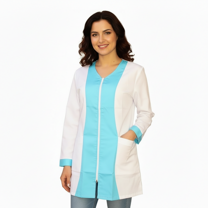 Casacca zip Manica lunga bicolore "CELESTE" Cod: 2306