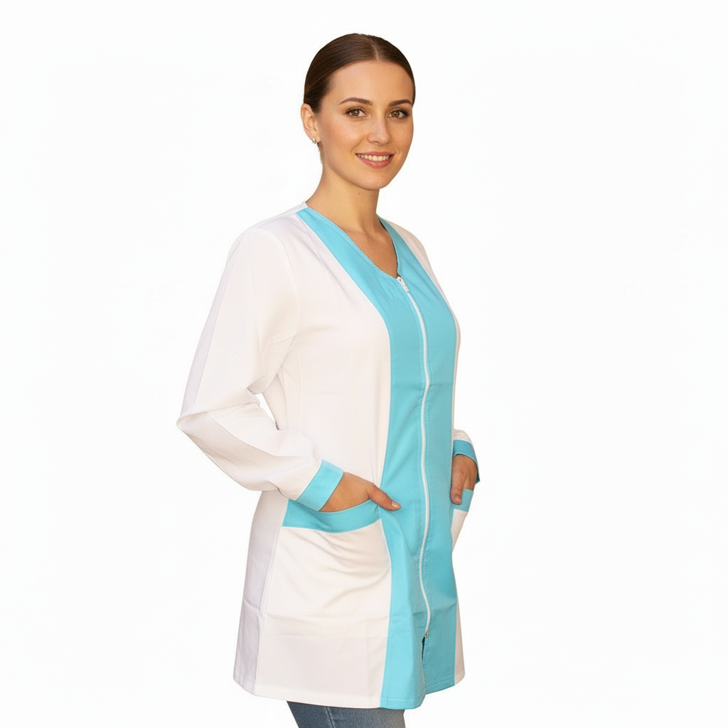 Casacca zip Manica lunga bicolore "CELESTE" Cod: 2306