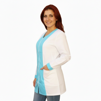 Casacca zip Manica lunga bicolore "CELESTE" Cod: 2306