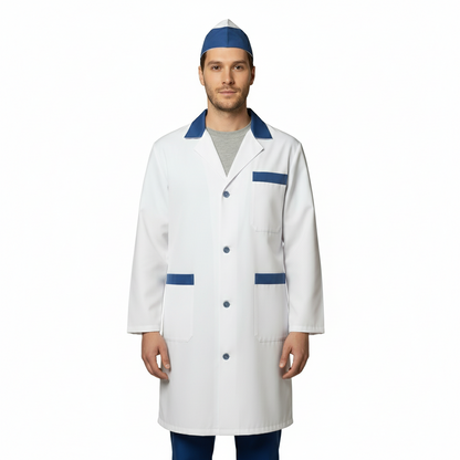 Camice da lavoro uomo, bianco con profilo colorato cod:7970