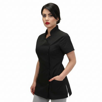 Camice da Lavoro Donna Slim Nero Mezza Manica Mod. Londinese – COD: 6909