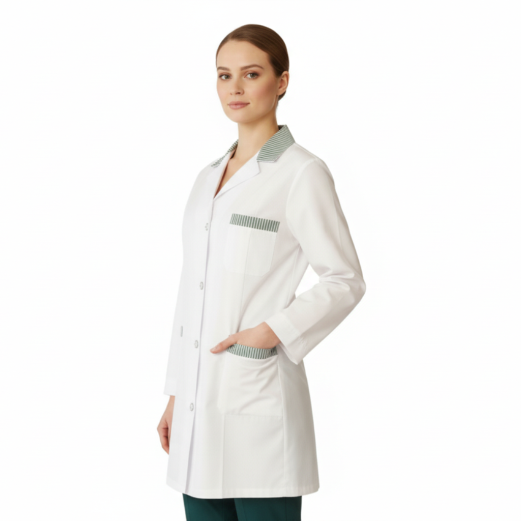 Camice da lavoro donna,inserto verde,cod:2110