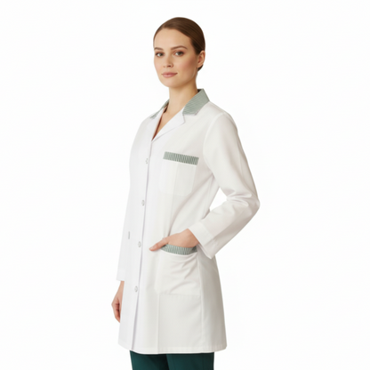 Camice da lavoro donna,inserto verde,cod:2110