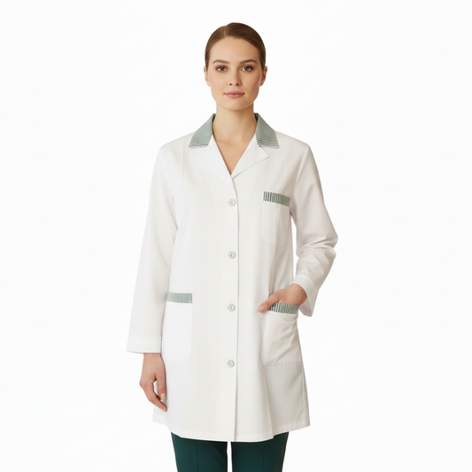 Camice da lavoro donna,inserto verde,cod:2110