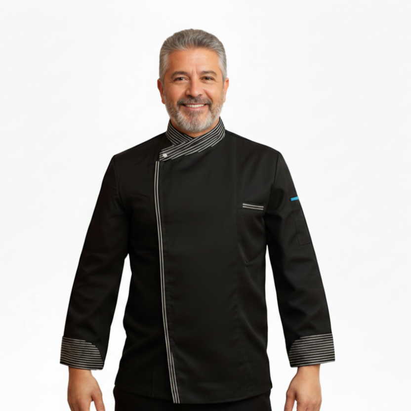 Giacca da Chef Cook Nera, Bottoni Automatici, Polycotton Made in Italy – COD: 7760