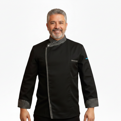 Giacca da Chef Cook Nera, Bottoni Automatici, Polycotton Made in Italy – COD: 7760