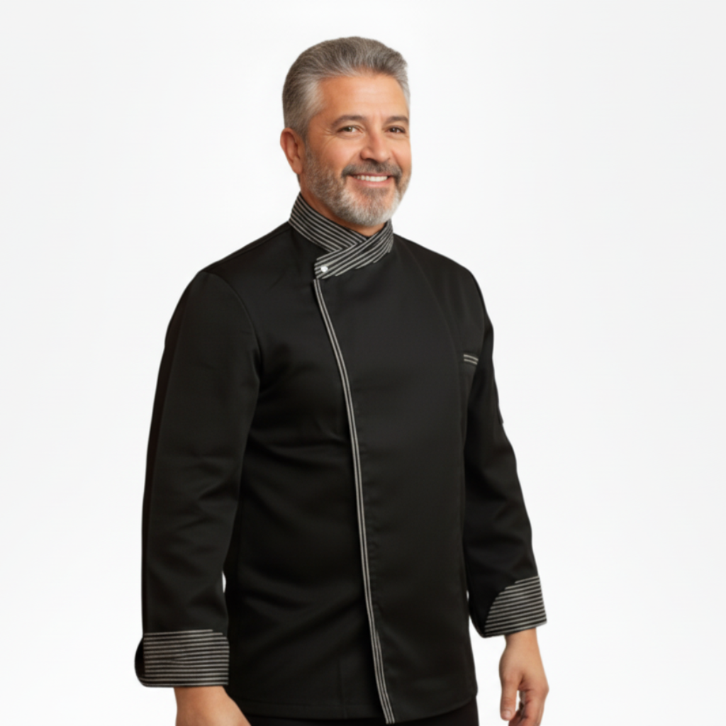 Giacca da Chef Cook Nera, Bottoni Automatici, Polycotton Made in Italy – COD: 7760