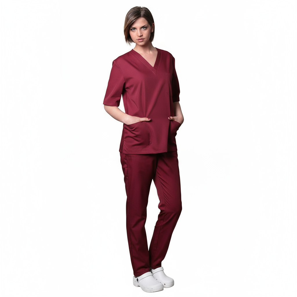 Divisa da lavoro collo V "bordeaux" cod: 050520