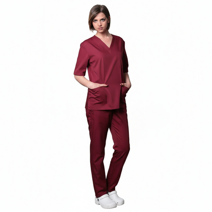 Divisa da lavoro collo V "bordeaux" cod: 050520