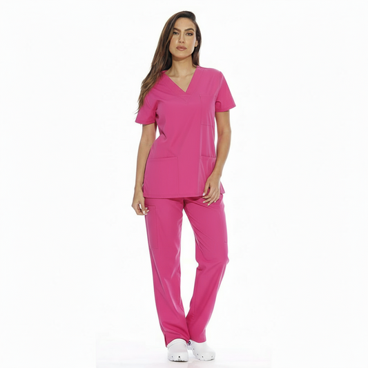 Divisa da Lavoro Completa Donna Scollo V Fuchsia Mezza Manica – COD: 8347
