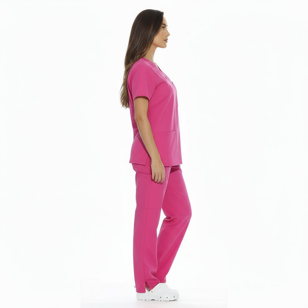 Divisa da lavoro,completa,da donna,scollo  V "Fuchsia" cod: 8347