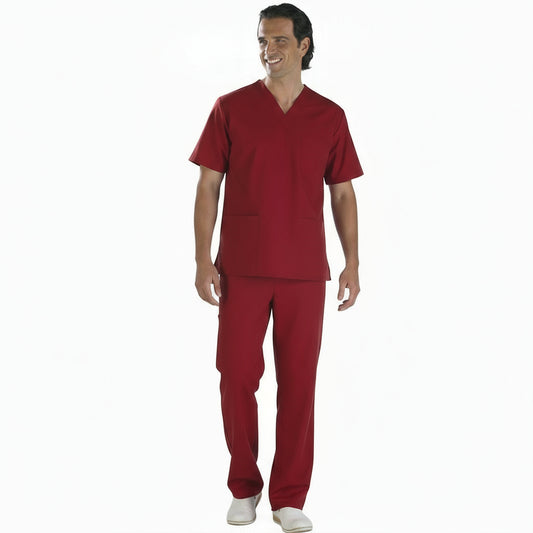 Divisa da Lavoro Unisex Collo V Bordeaux Mezza Manica – COD: 050520