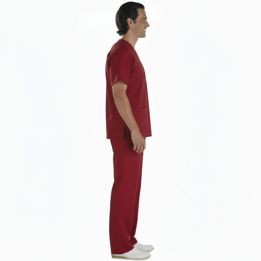 Divisa da lavoro collo V "bordeaux" cod: 050520