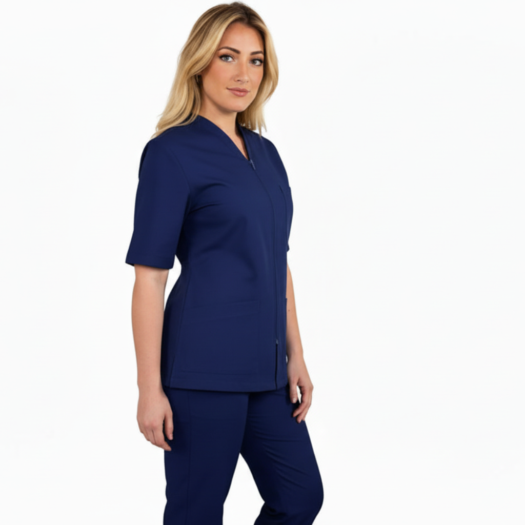 Divisa da Lavoro Donna Zip Blu Scuro Mezza Manica – COD: 1612