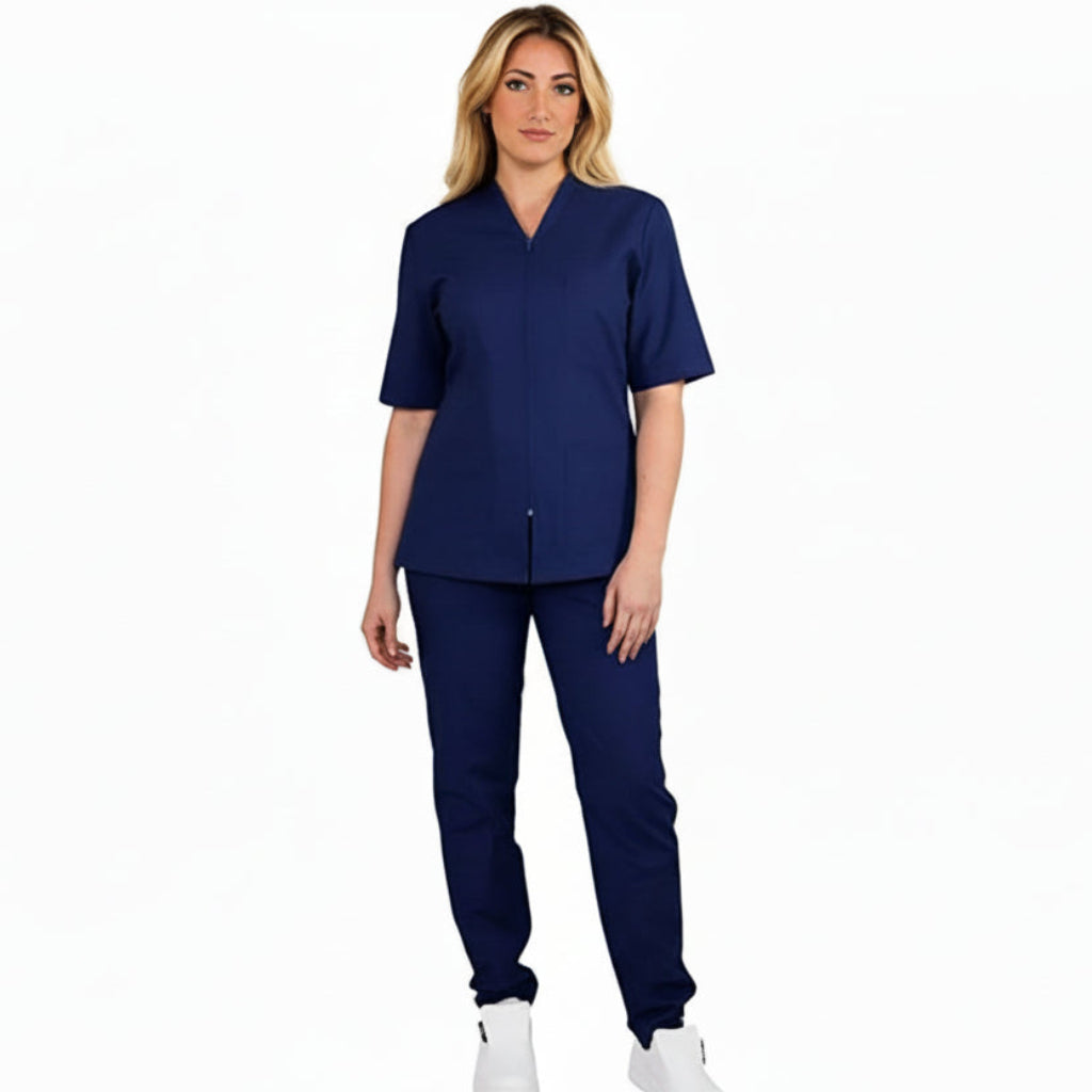 Divisa da Lavoro Donna Zip Blu Scuro Mezza Manica – COD: 1612