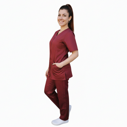 Divisa da Lavoro Donna Zip Bordeaux Mezza Manica – COD: 8361