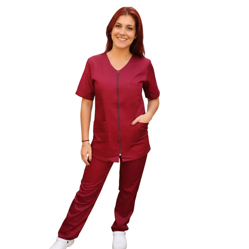 Divisa da Lavoro Donna Zip Bordeaux Mezza Manica – COD: 8361