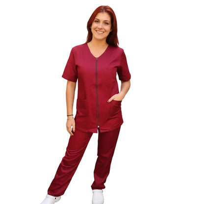Divisa da Lavoro Donna Zip Bordeaux Mezza Manica – COD: 8361