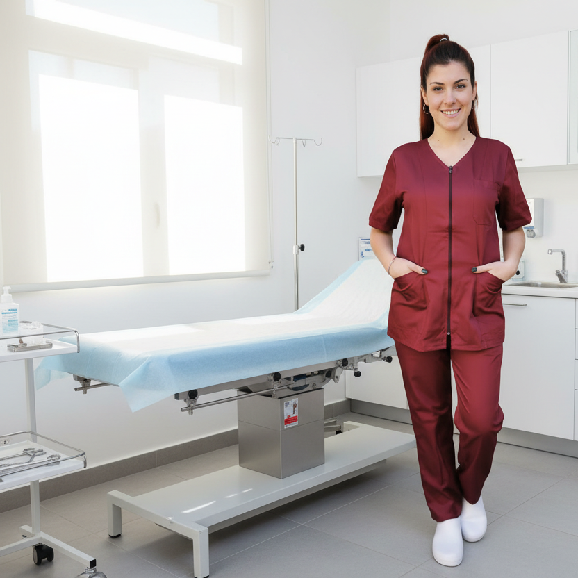 Divisa da Lavoro Donna Zip Bordeaux Mezza Manica – COD: 8361