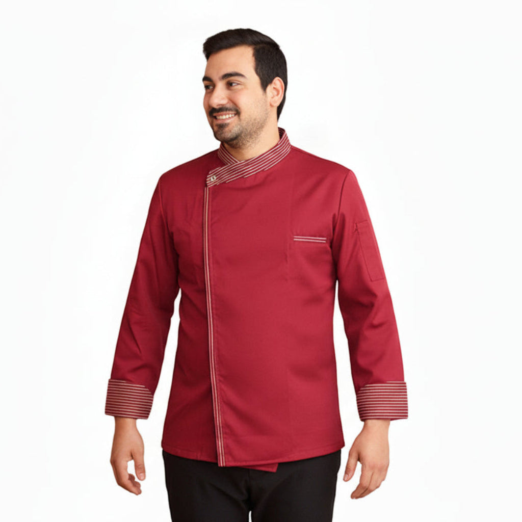 Giacca da Chef Cook Bordeaux, Bottoni Automatici, Polycotton Made in Italy – COD: 7753