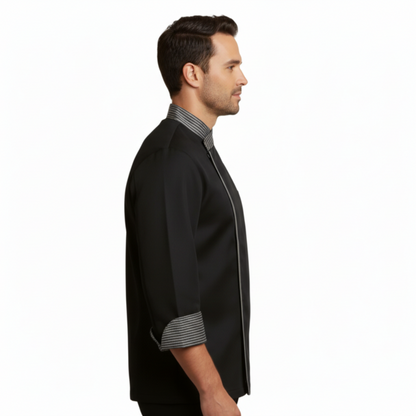 Giacca da Chef Cook Nera, Bottoni Automatici, Polycotton Made in Italy – COD: 7760