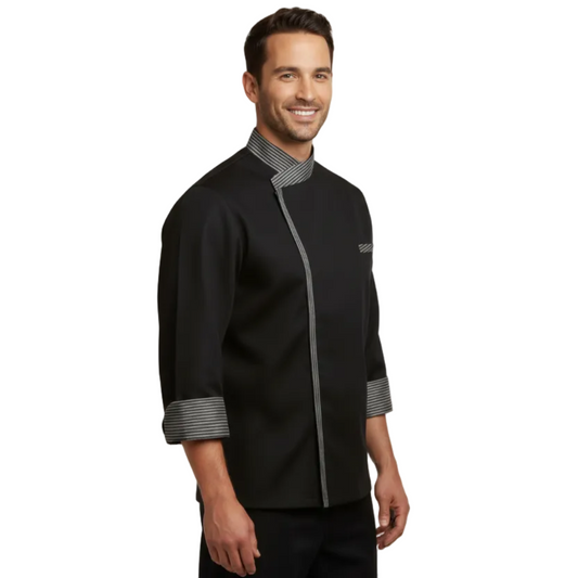 Giacca da Chef Cook Nera, Bottoni Automatici, Polycotton Made in Italy – COD: 7760
