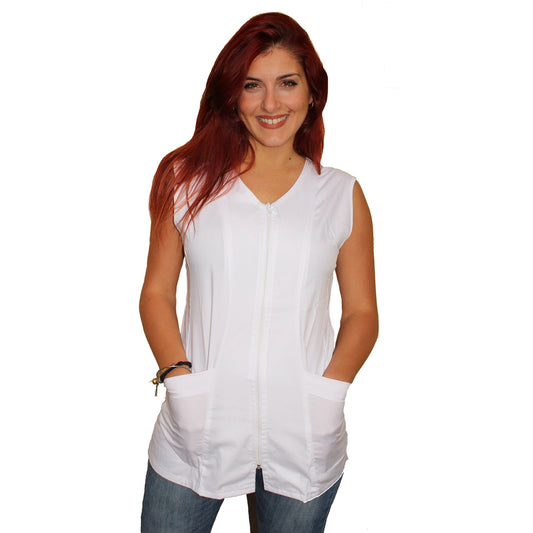 Camice da lavoro,casacca zip Giromanica "Bianco" COD: 2106