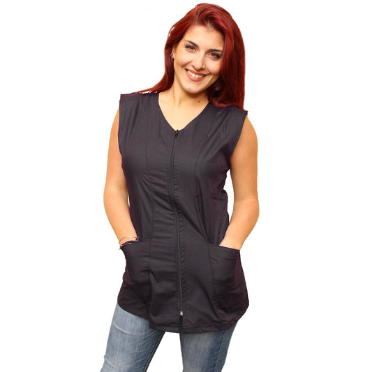 camice da lavoro donna,Casacca giromanica ZIP "Nero" Cod: 2006