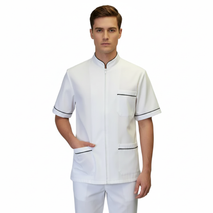 Camice da lavoro uomo bianco con zip frontale - AJM Store