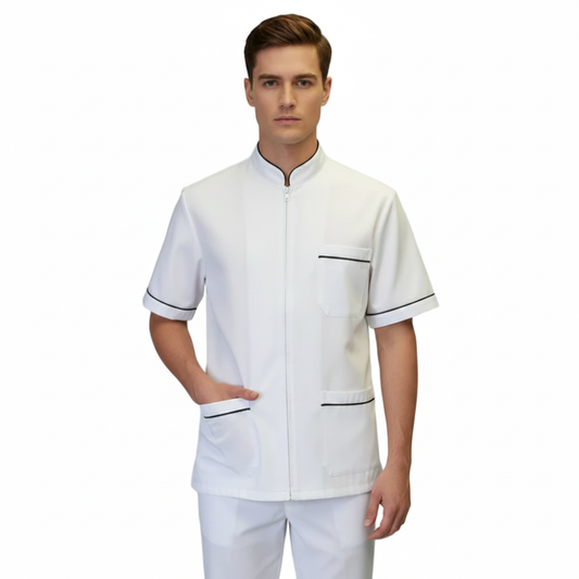Camice da lavoro uomo bianco con zip frontale - AJM Store